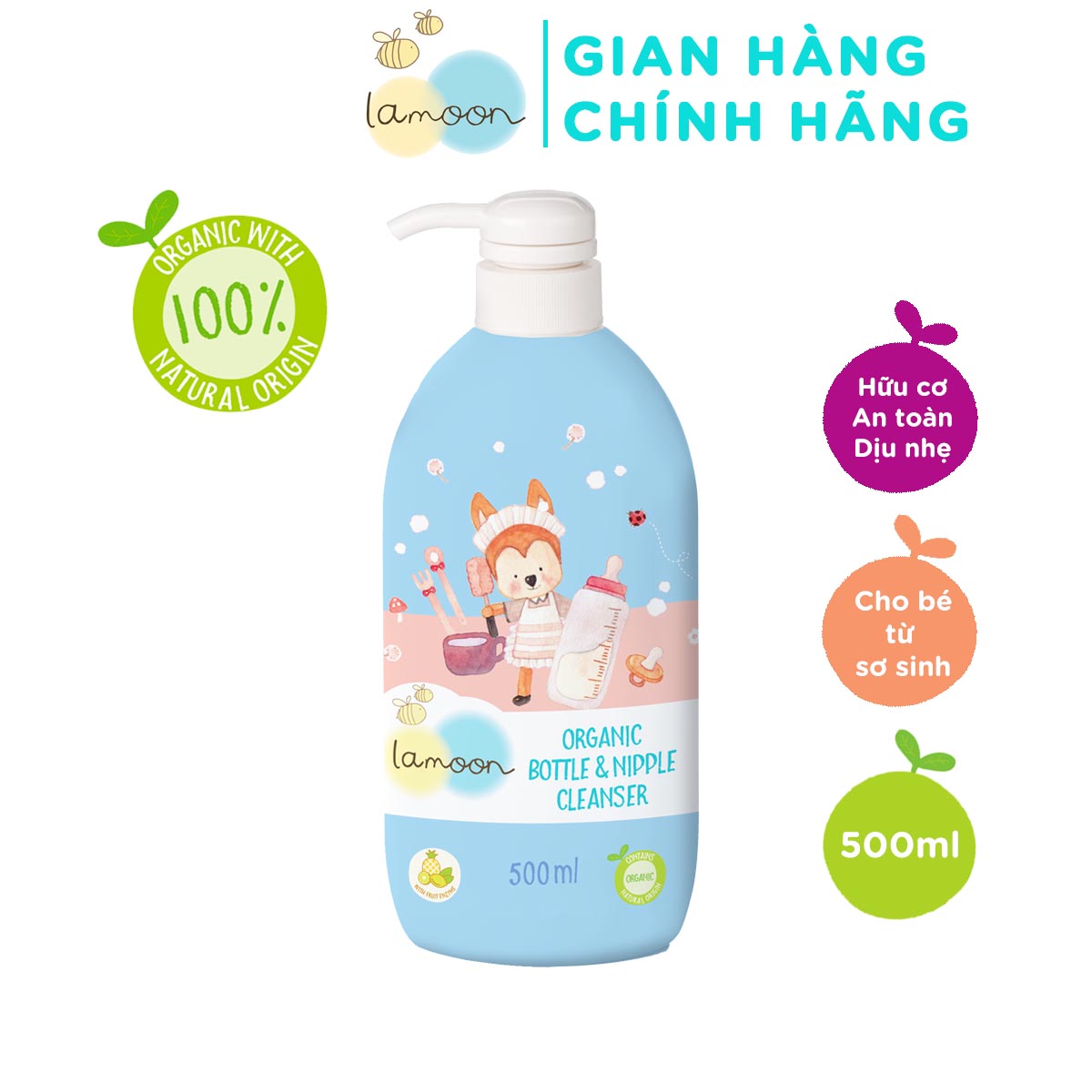 Date12 05 2024 Nước Rửa Bình Sữa Organic Cho Bé Lamoon - Bình 500ml