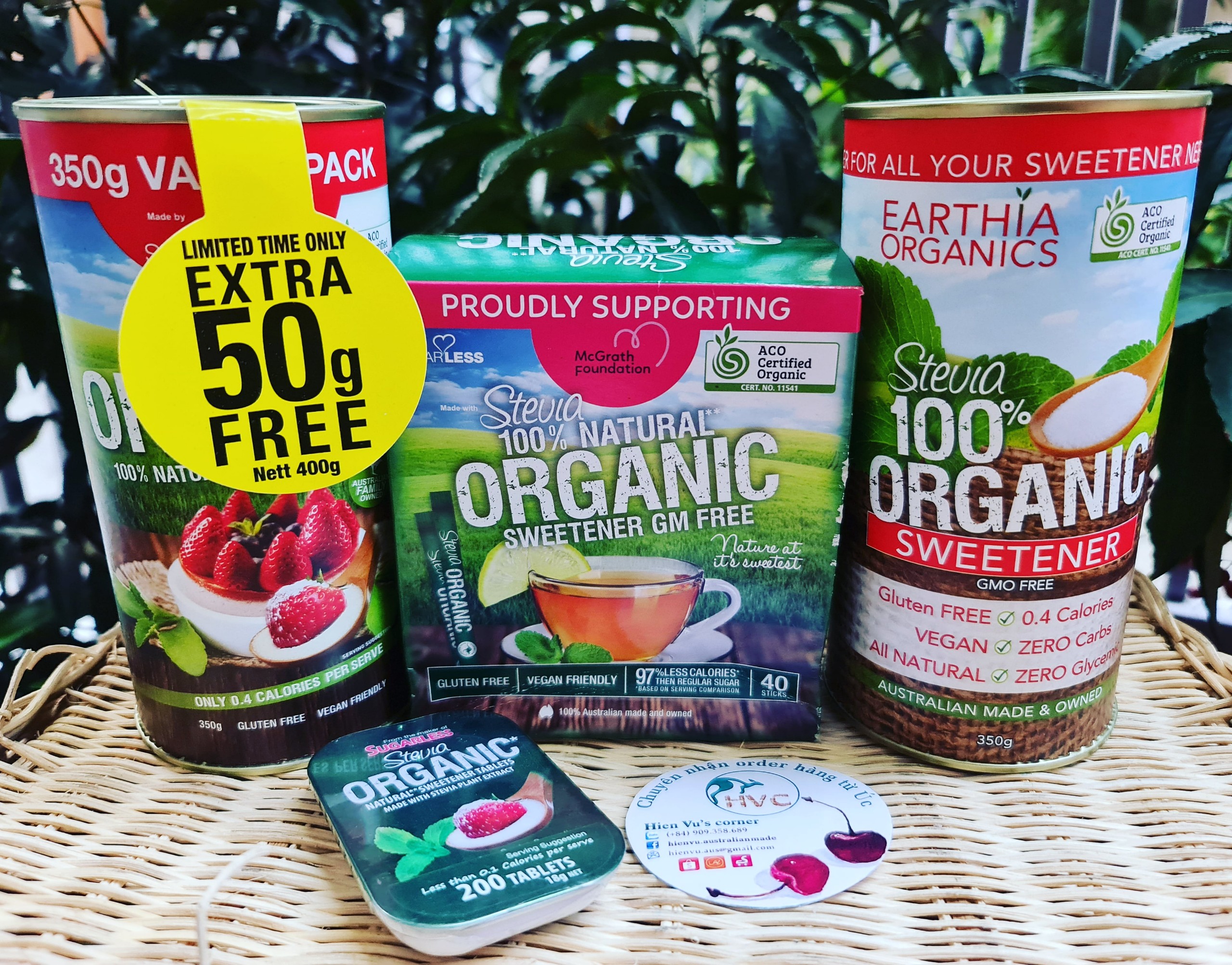 [HCM]???? ĐƯỜNG HỮU CƠ ÚC - Sugarless Organic (tiểu đường/ăn kiêng Keto-làm bánh/pha chế) STEVIA 350g mới