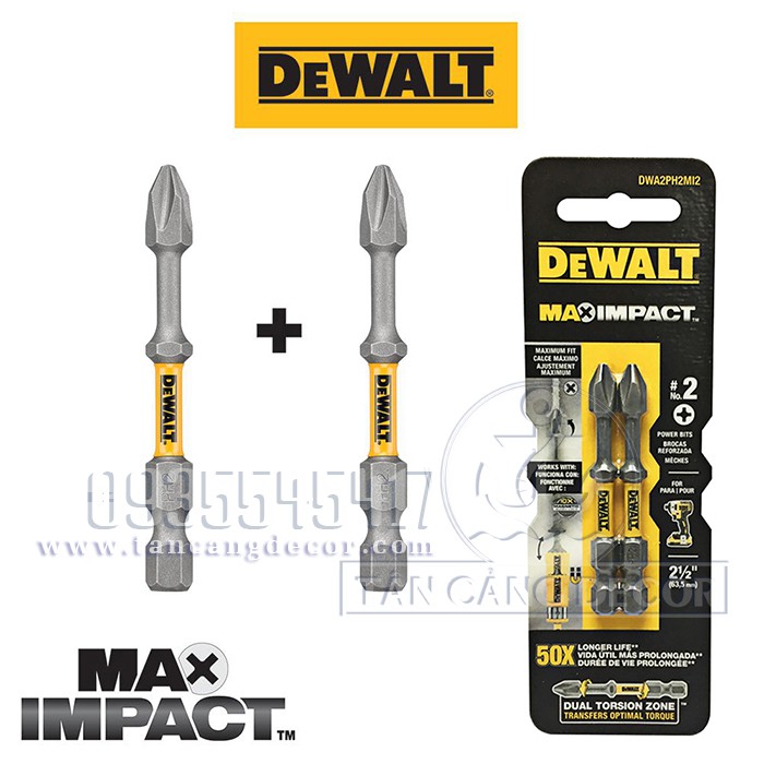 Bộ 2 mũi bắt vít dewalt maximpact - a140003
