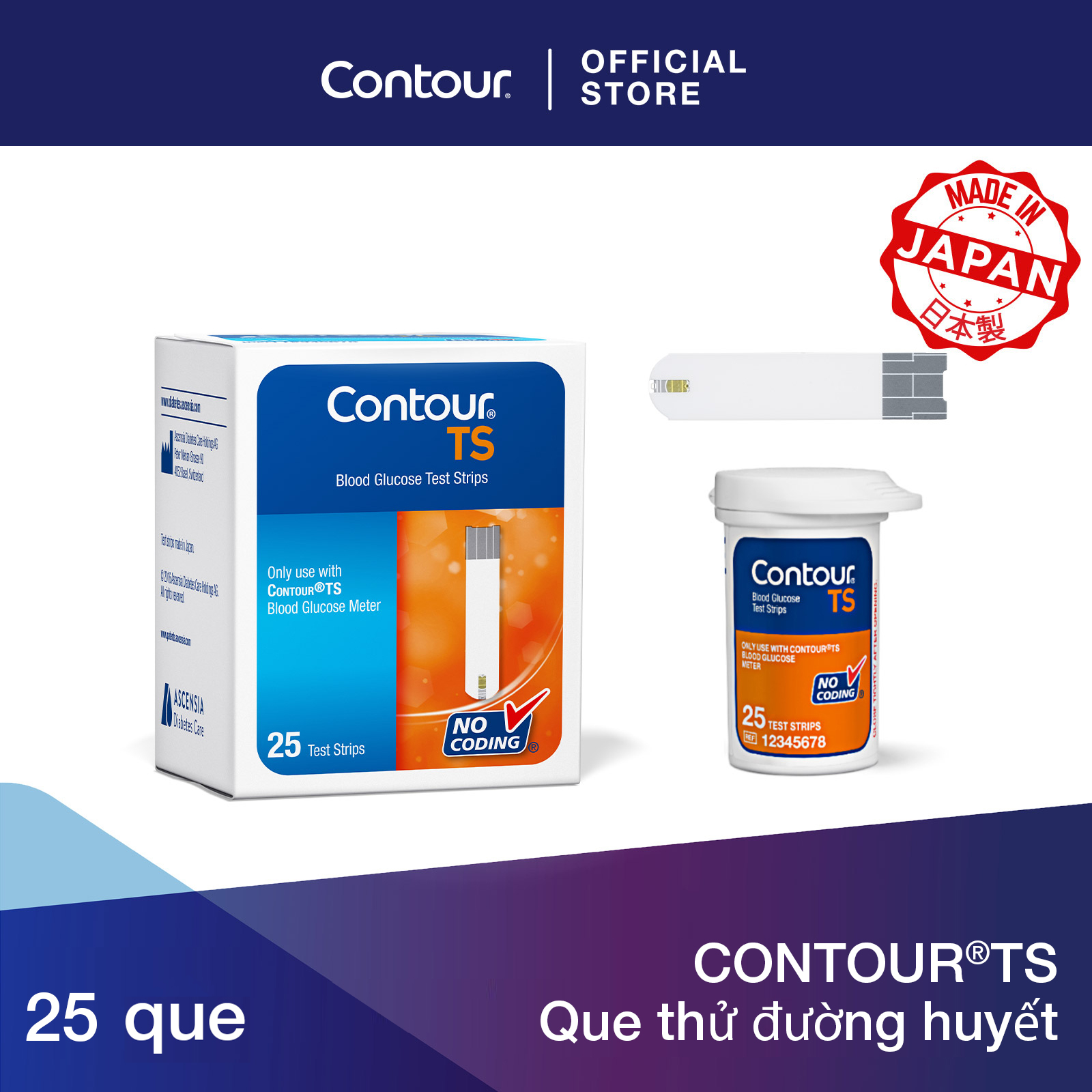 CONTOUR®TS Que thử đường huyết 1x25’cái