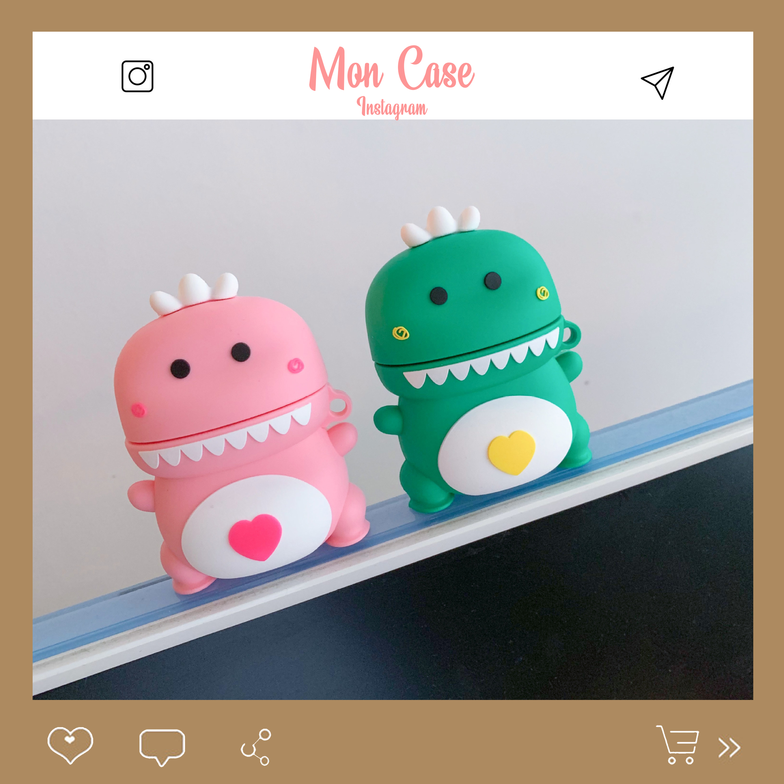 🔥Case Airpod Bảo Vệ Tai Nghe Hình Khủng Long 1🔥Màu Xanh Lá/ Hồng - Phù Hợp Với Airpods 1-2/Pro Siêu Cute Dễ Thương