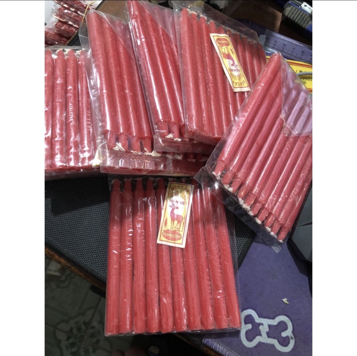 Bó 100 cây nến thắp hương đỏ to 10.5cm