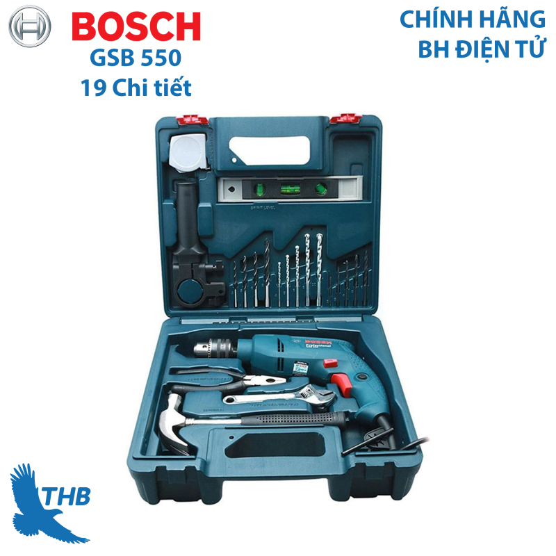 Máy khoan động lực Bosch GSB 550 Set 19 chi tiết