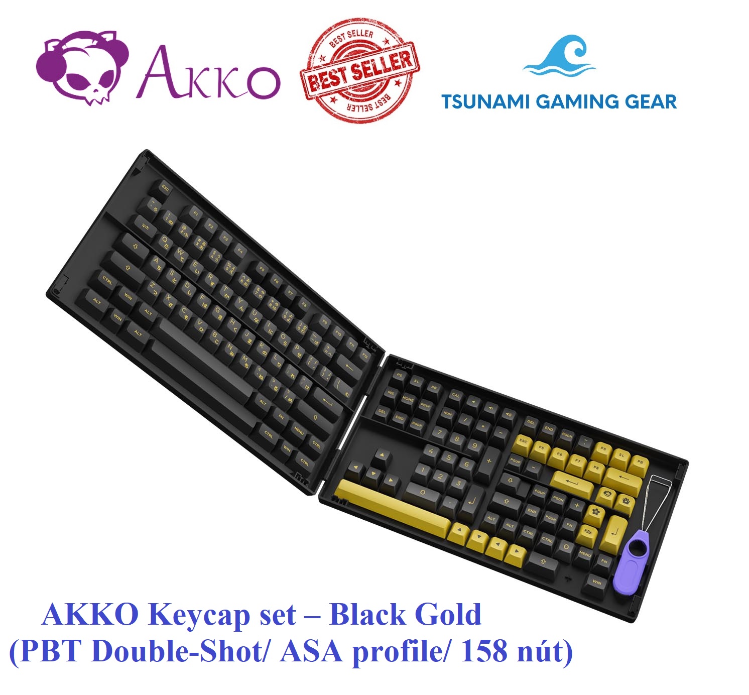 Bộ keycap AKKO Black Gold (PBT Double-Shot/ ASA profile/ 158 nút)