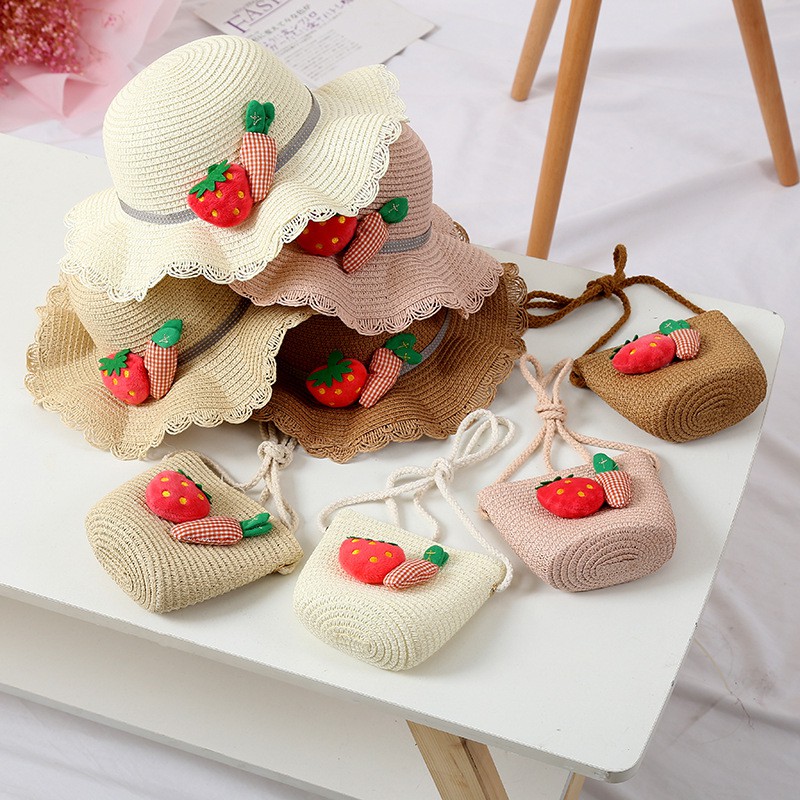 Set mũ cói kèm túi siêu yêu cho bé(2-5tuổi)