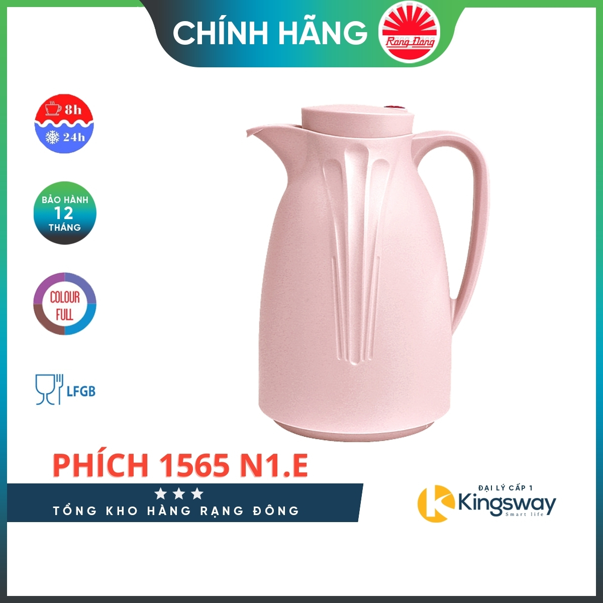 Phích Nước Rạng Đông Phích Pha Trà RD 1565 N1.E Dung Tích 1,5 Lít