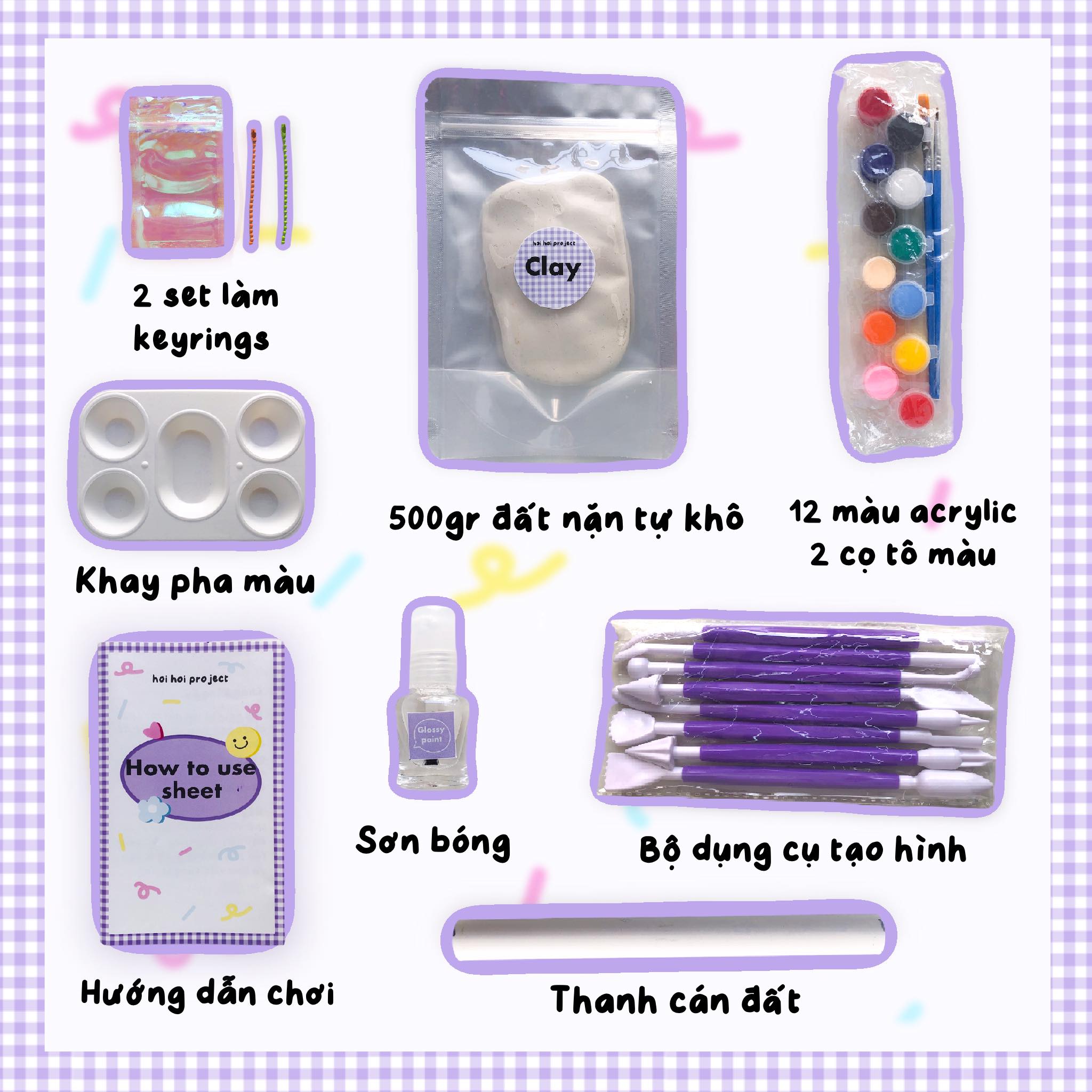 Set đất nặn tự khô đầy đủ dụng cụ / Hoi Hoi project