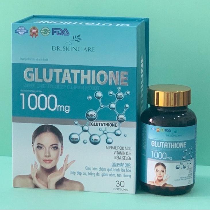 Viên uống trắng da Glutathione 1000mg giảm nám nâng cơ da chống lão hóa Cam kết chính hãng