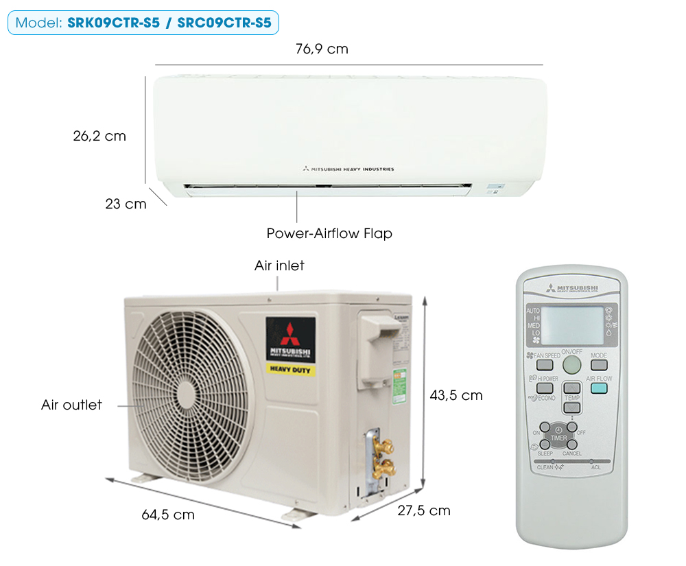 [Giao tại HCM] Máy lạnh Mitsubishi Heavy SRK09CTR-S5