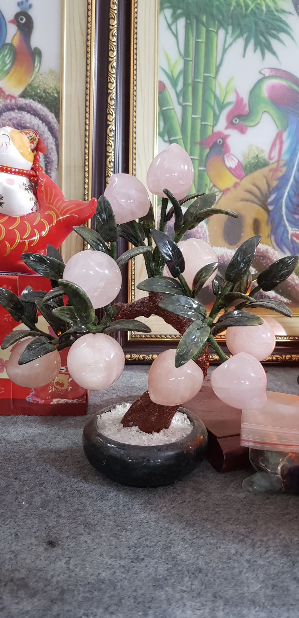 Cây Đào đá thạch anh hồng tự nhiên 100%
