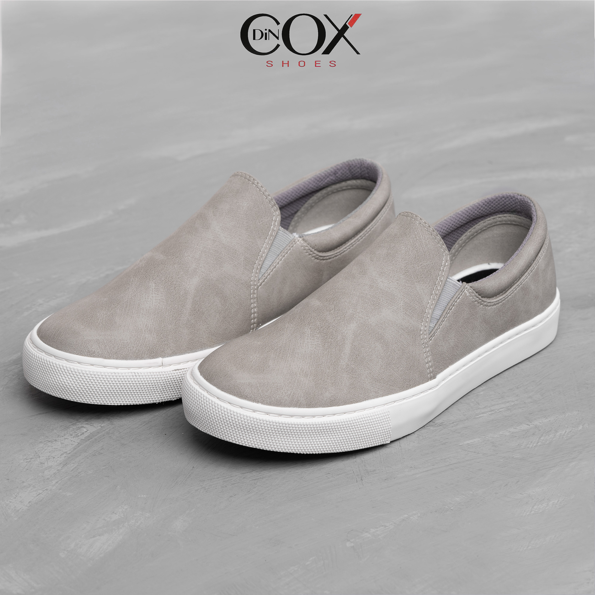 Giày Lười Sneaker Da Nam DINCOX C38 Đơn Giản, Lịch Lãm Grey
