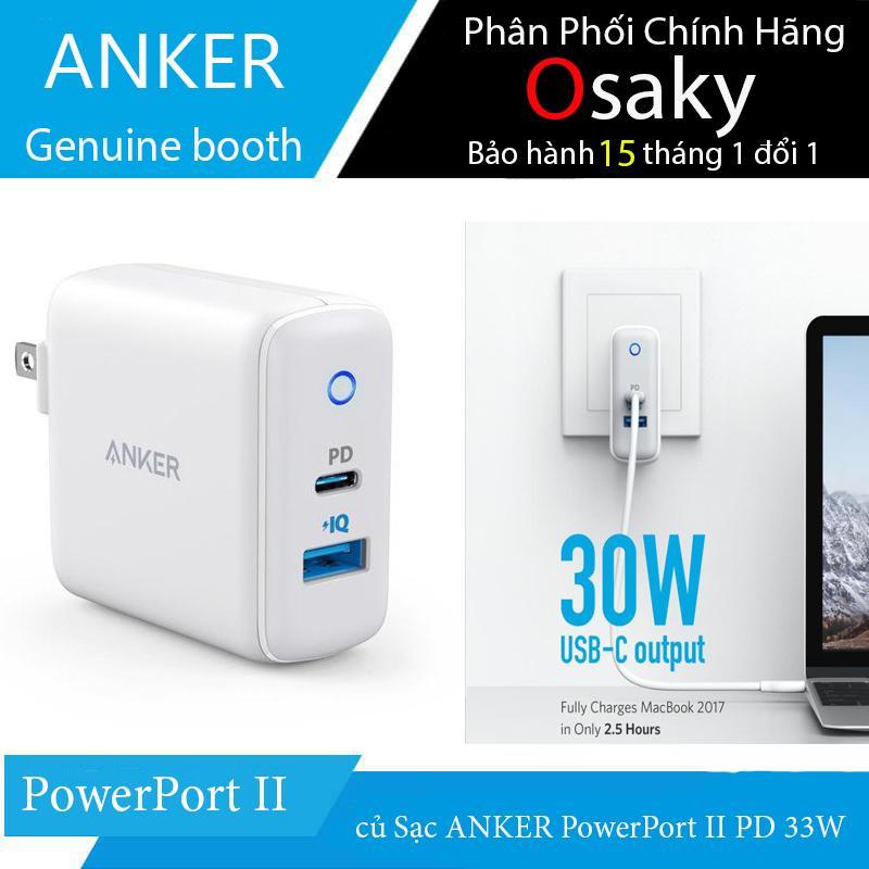 ( Bảo hành 15 tháng ) củ Sạc ANKER PowerPort II PD 33W ( 1 PD 18W Và 1 IQ 2.0 15W) - A2626 - củ sạc nhanh Anker