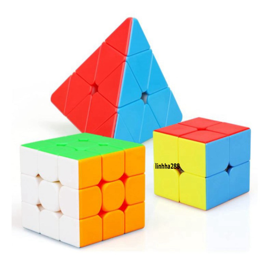 Combo 3 khối rubik 2x2 3x3 tam giác stickerless moyu qiyi. rubic xoay trơn, không kẹt, không rít