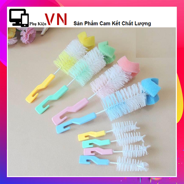 [HCM]⚡ Siêu Tiên Dụng ⚡  Bộ 2 Cây Rửa Bình Sữa Và N.úm Ti Cho Bé - Dụng Cụ vệ Sinh Bình Sữa Cho Bé ⚡