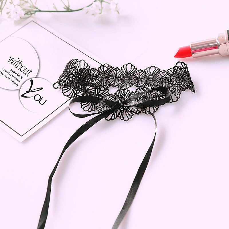 Vòng cổ choker ren thắt nơ quyến rũ