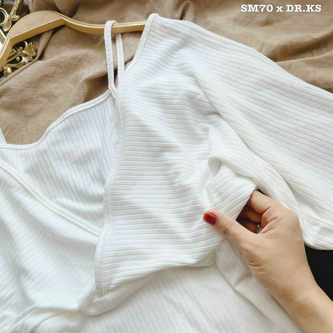 Đầm ôm cổ v gân đũa siêu xịn