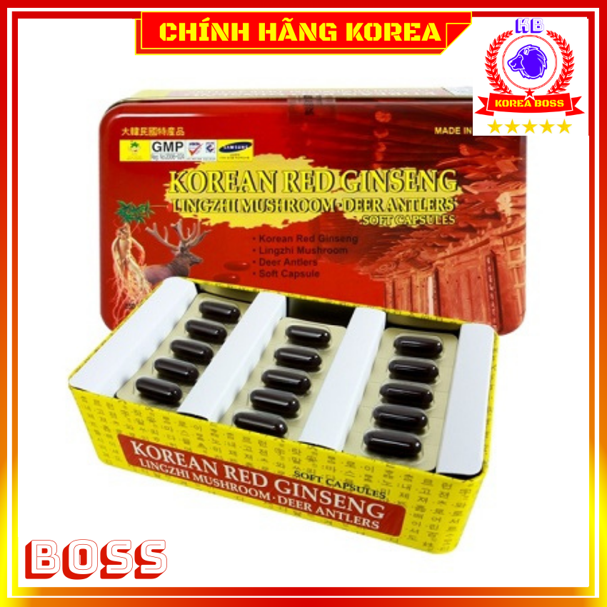 Viên đạm hồng sâm nhung hươu nấm linh chi Bio chính hãng, hộp 60 viên - Tăng thể lực, phục hồi sức khỏe, phòng ung thư - koreaboss
