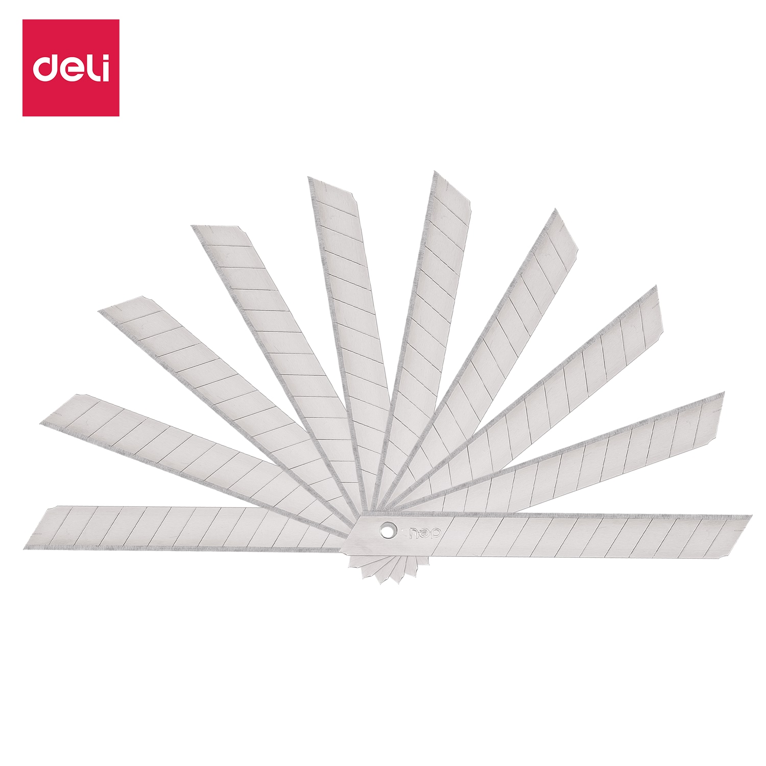 Lưỡi dao rọc giấy deli, cỡ nhỏ, màu bạc - 10 chiếc/hộp - 1 hộp - e2012