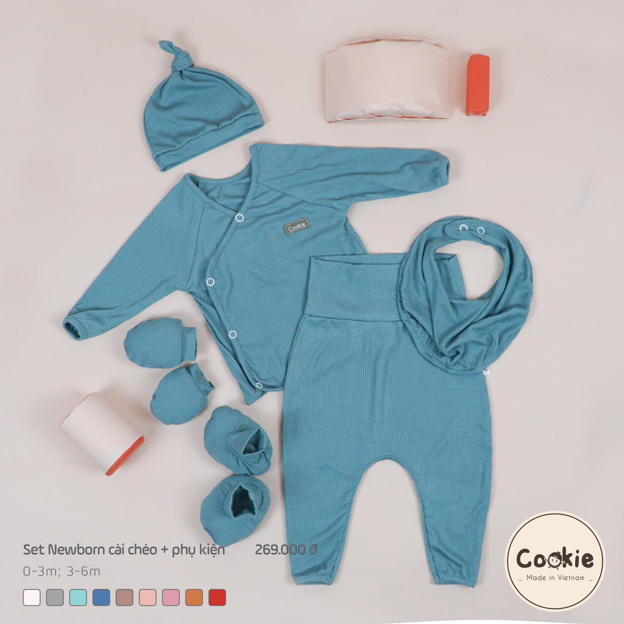 Set cài chéo kèm phụ kiện trẻ sơ sinh Cookie