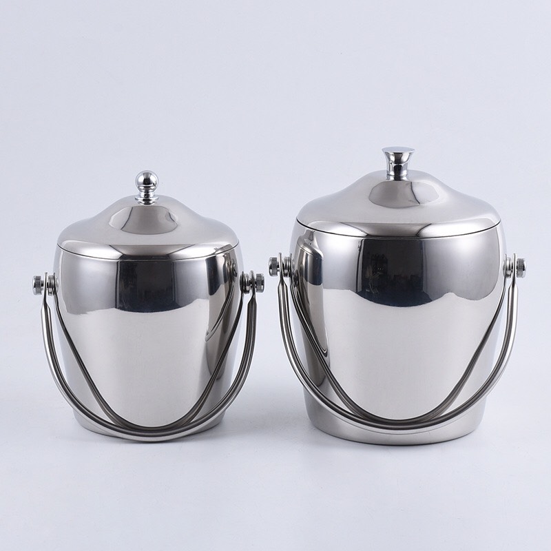 Xô đá inox #304 bóng cao cấp giữ nhiệt 2 lớp