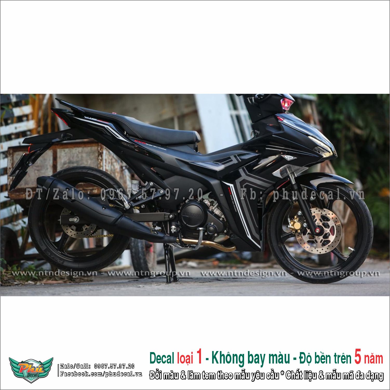 Tem rời exciter 155 đen xám