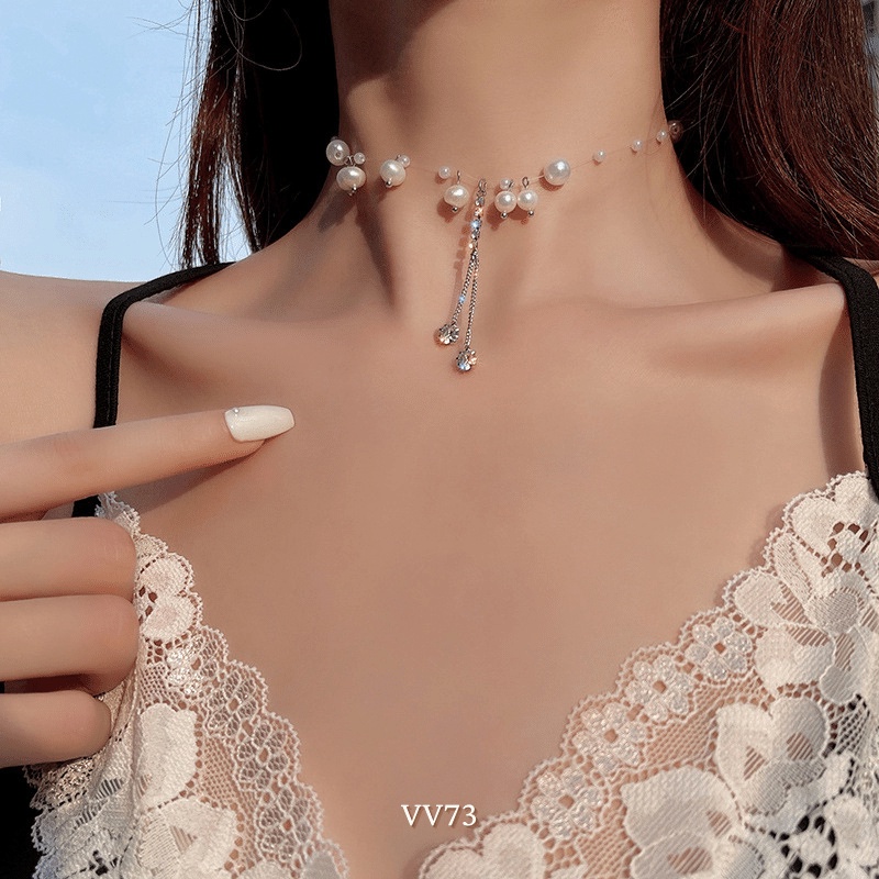VÒNG CỔ CHOKER HẠT NGỌC (ĐEN,TRẮNG)
