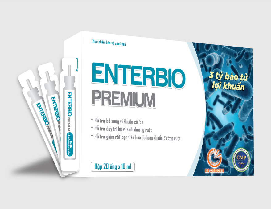 Enterbio premium – Bổ sung lợi khuẩn giảm rối loạn tiêu hóa, giảm táo bón dùng được cho mẹ bầu và trẻ em (20 ống)