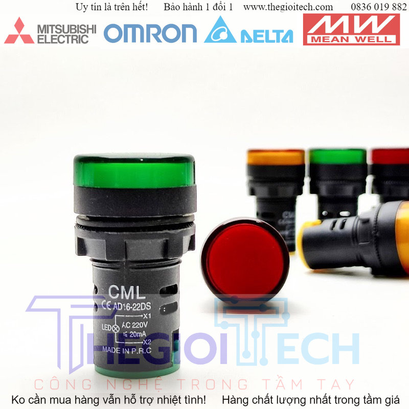Đèn Báo Pha Phi 22 Xanh Đỏ Vàng CML