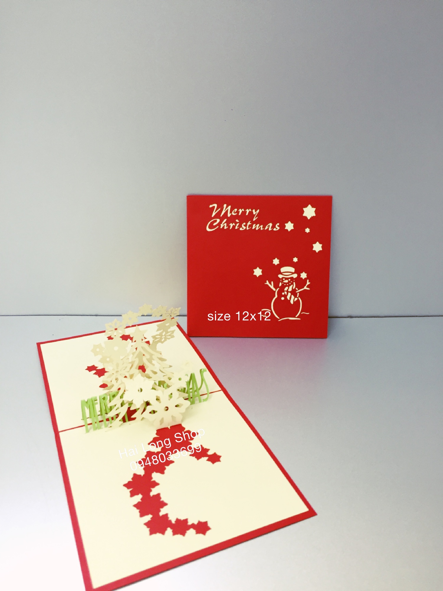 Cây thông 12 (  lót trắng ) - Noel - Thiệp 3D