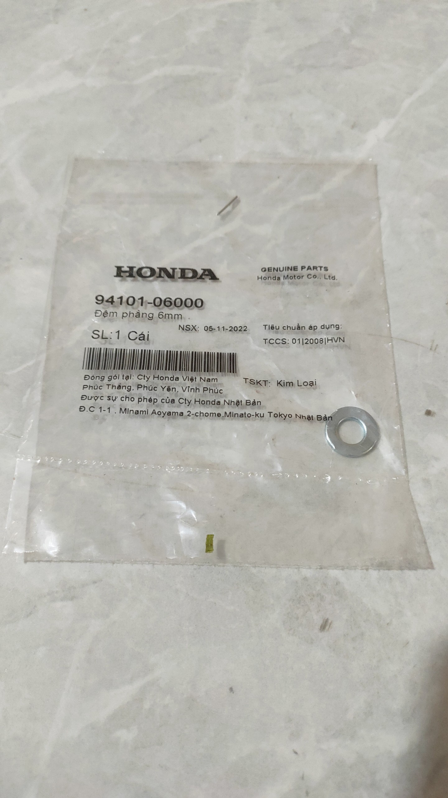 Đệm phẳng HONDA 6mm (  9410106000)