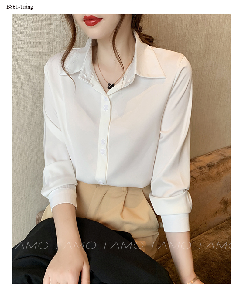 ÁO SƠ MI CÔNG SỞ NỮ NÚT ĐÔI LỤA NGỌC TRAI-B861