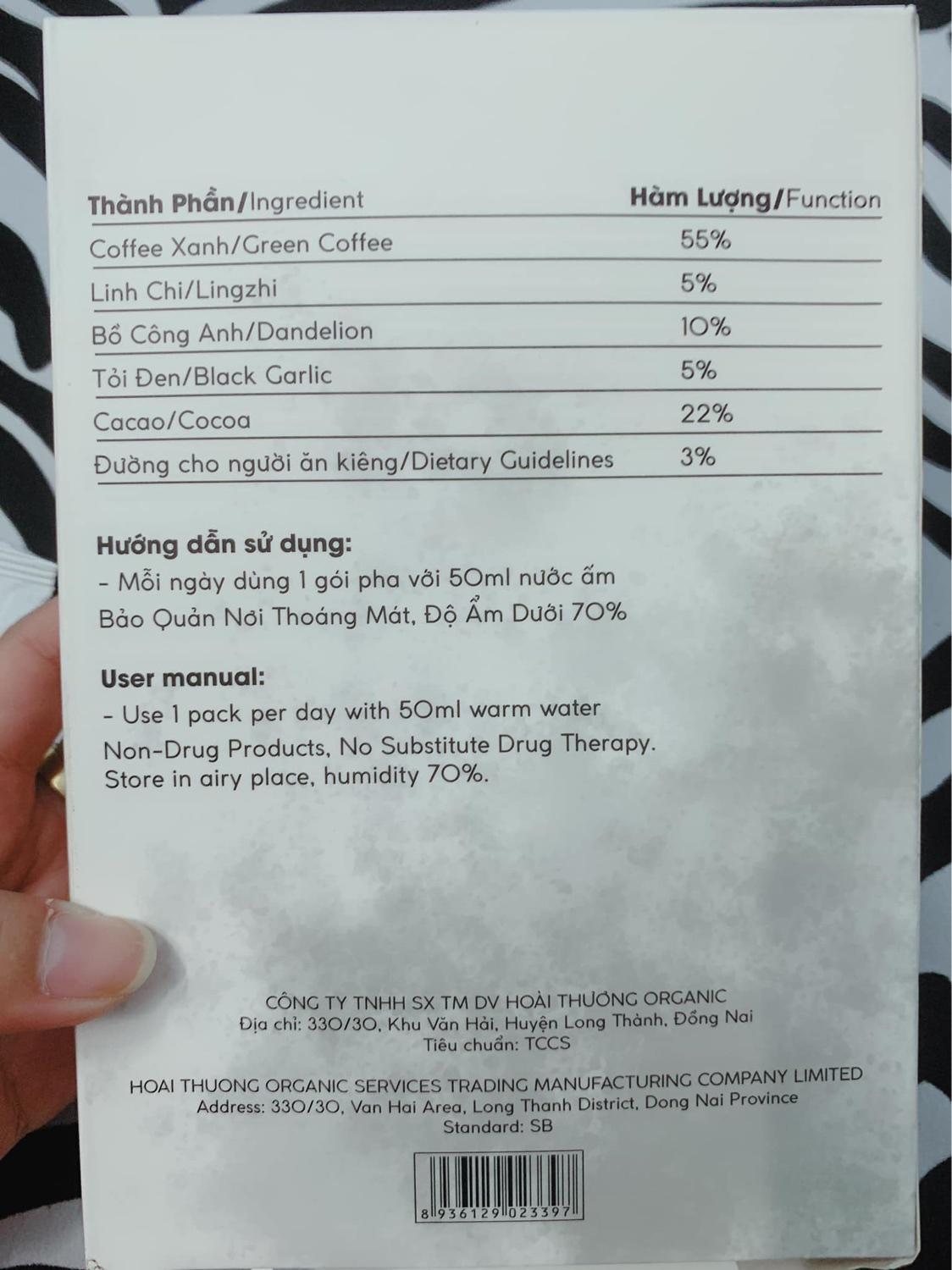 SBODY GREEN COFFEE CÀ PHÊ SỮA NẤM