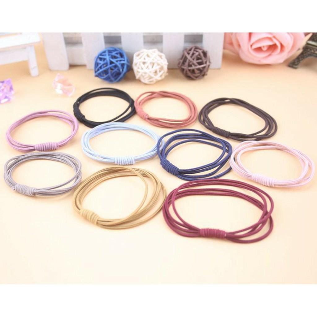 CỘT TÓC SET 02 THUN CỘT THẮT NÚT RAINBOW - SET 5 THUN CỘT TÓC MIX 3 VÒNG