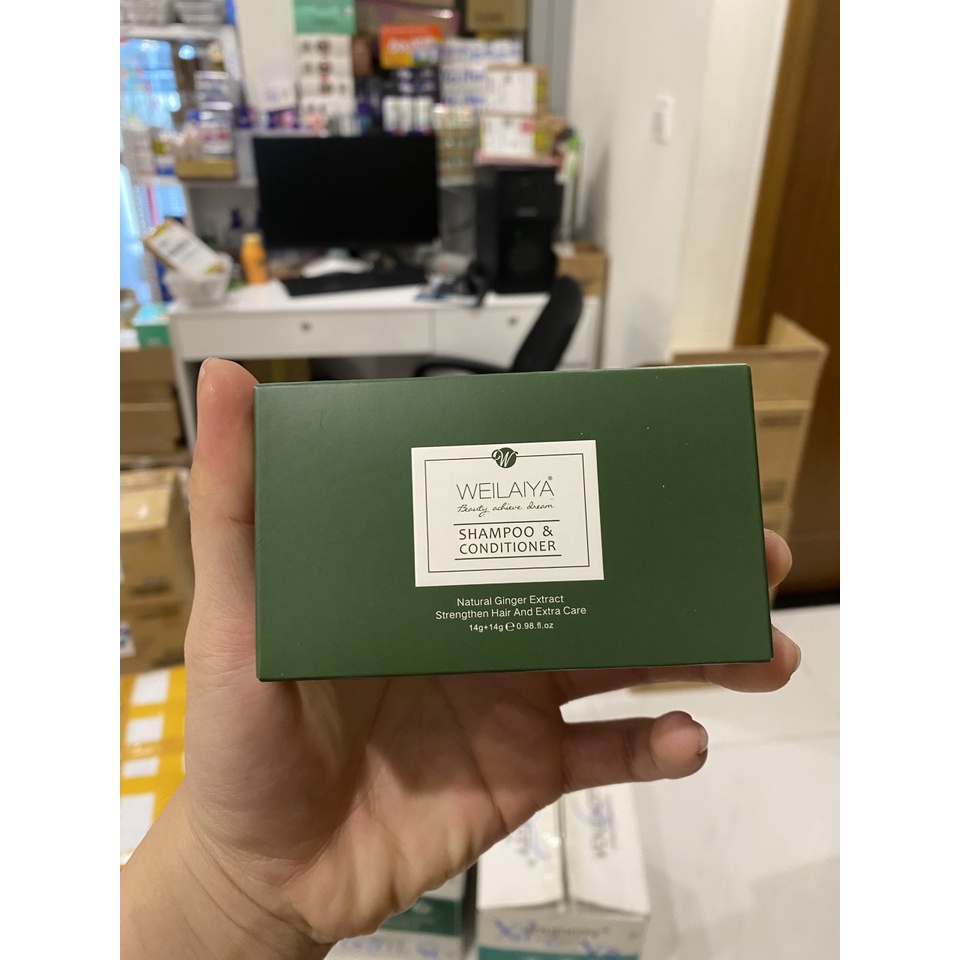Cặp dầu gội xả gừng mini weilaiya cho tóc khô và tóc dầu tinh chất hà thủ ô và gừng trắng weilaiya 20ml