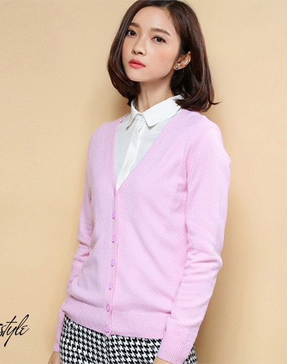 Áo khoác len cardigan 9 nút dài tay cổ tim