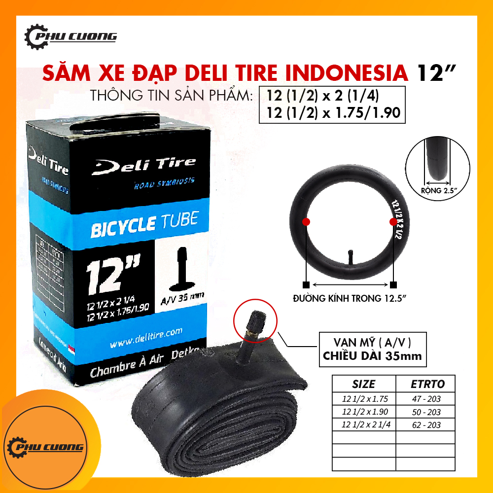 Săm Xe Đạp Trẻ Em - Ruột Xe Đạp DELI TIRE 12" [ Kích Thước 12inch ]