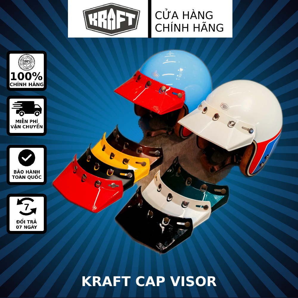 Mái che KRAFT thay thế/gắn mũ bảo hiểm - 3-5 nút bấm