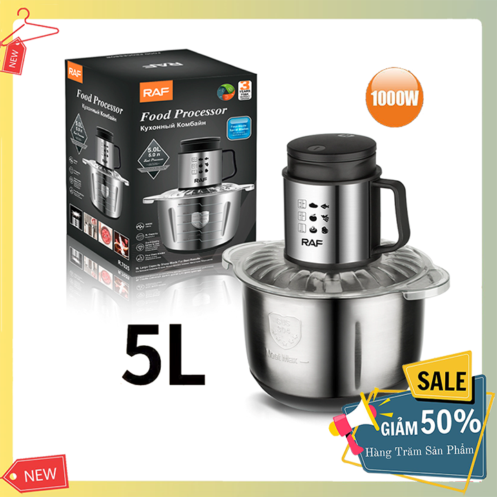 Máy xay thịt đa năng sokany 1000w cối lớn 5l inox 6 lưỡi dao thép không gỉ
