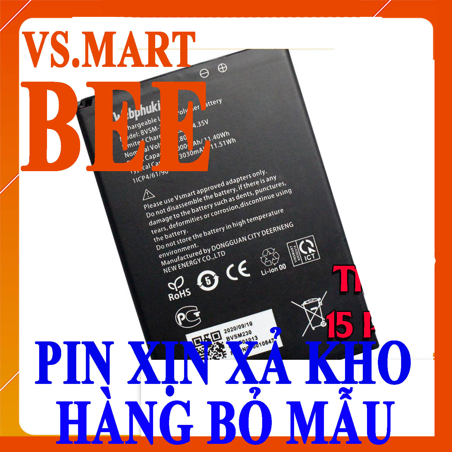 Pin Scud cho Vsmart Bee BVSM-220 dung lượng 2550mAh (Đen)