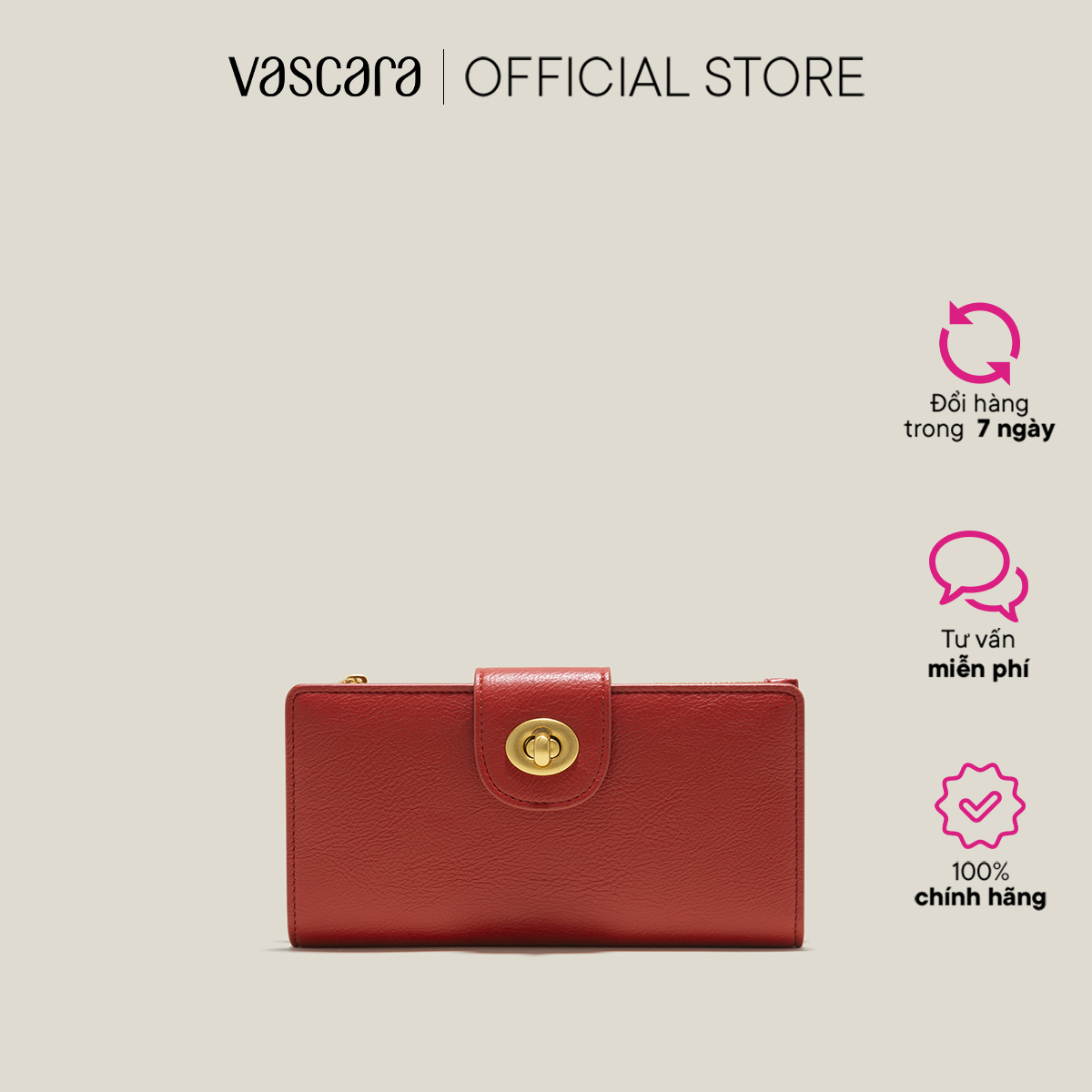 Vascara ví gập cầm tay khóa gài - wal 0266