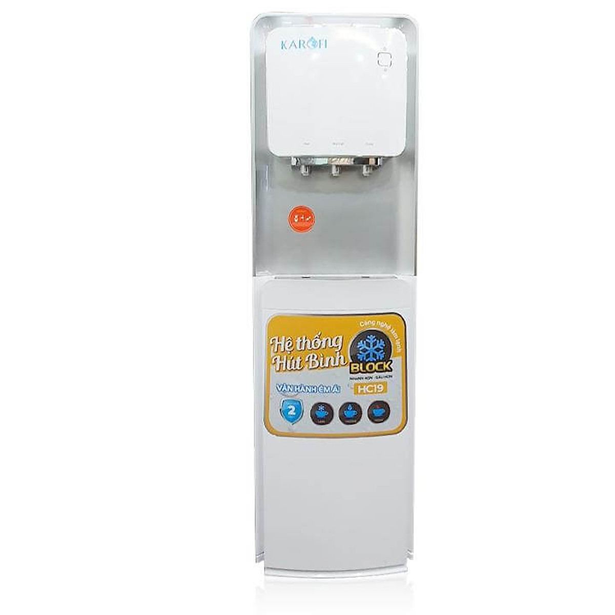 [VOUCHER 15%]Cây nước KAROFI HC19, làm lạnh block, trắng, hút bình