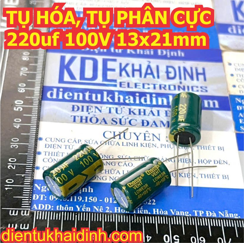 50 con TỤ HÓA TỤ PHÂN CỰC chân dài 220uf 16V 25V 35V 50V 63V 100V KDE1802