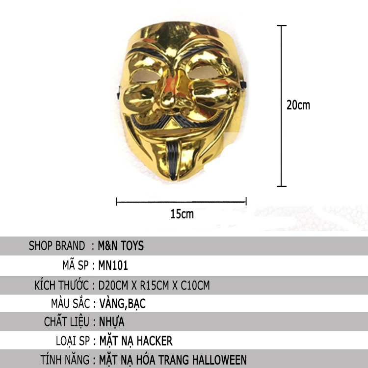 [7-11/12 VOUCHER 8%]Mặt nạ hacker Anonymous vàng - bạc hóa trang Trung thu ,Halloween