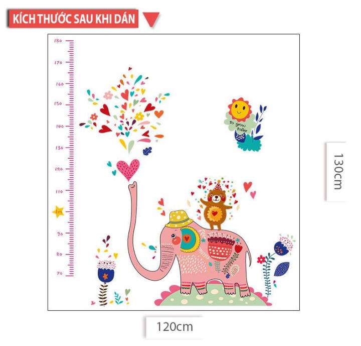 Decal dán tường đo chiều cao Sticker Tranh Dán Tường- SK9036-Decal dán tường cho bé