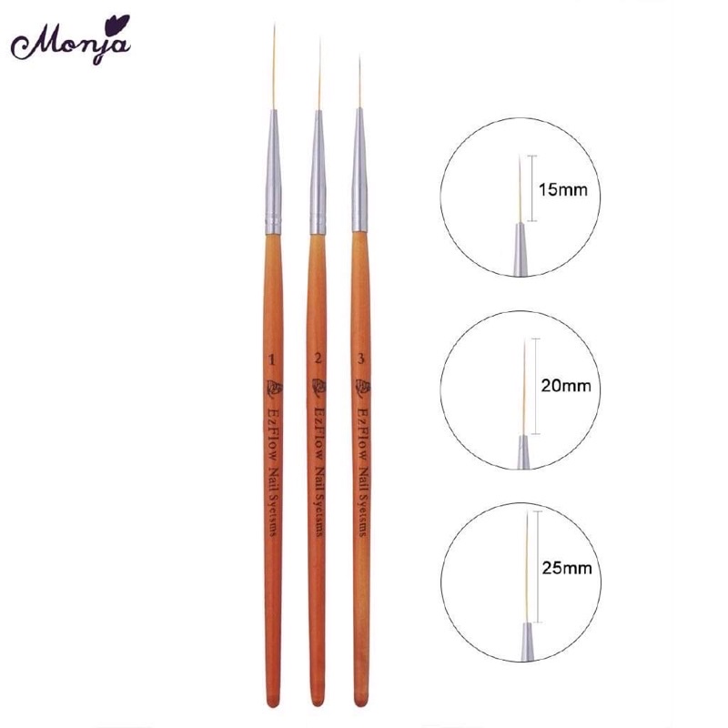 Cọ râu đủ size set 3 cây siêu mảnh vẽ móng