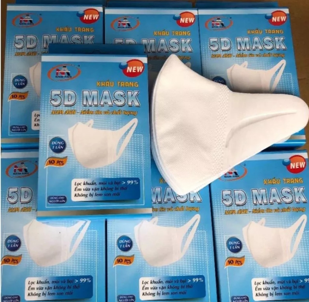 combo 50 chiếc khẩu trang 5D famapro quai vải