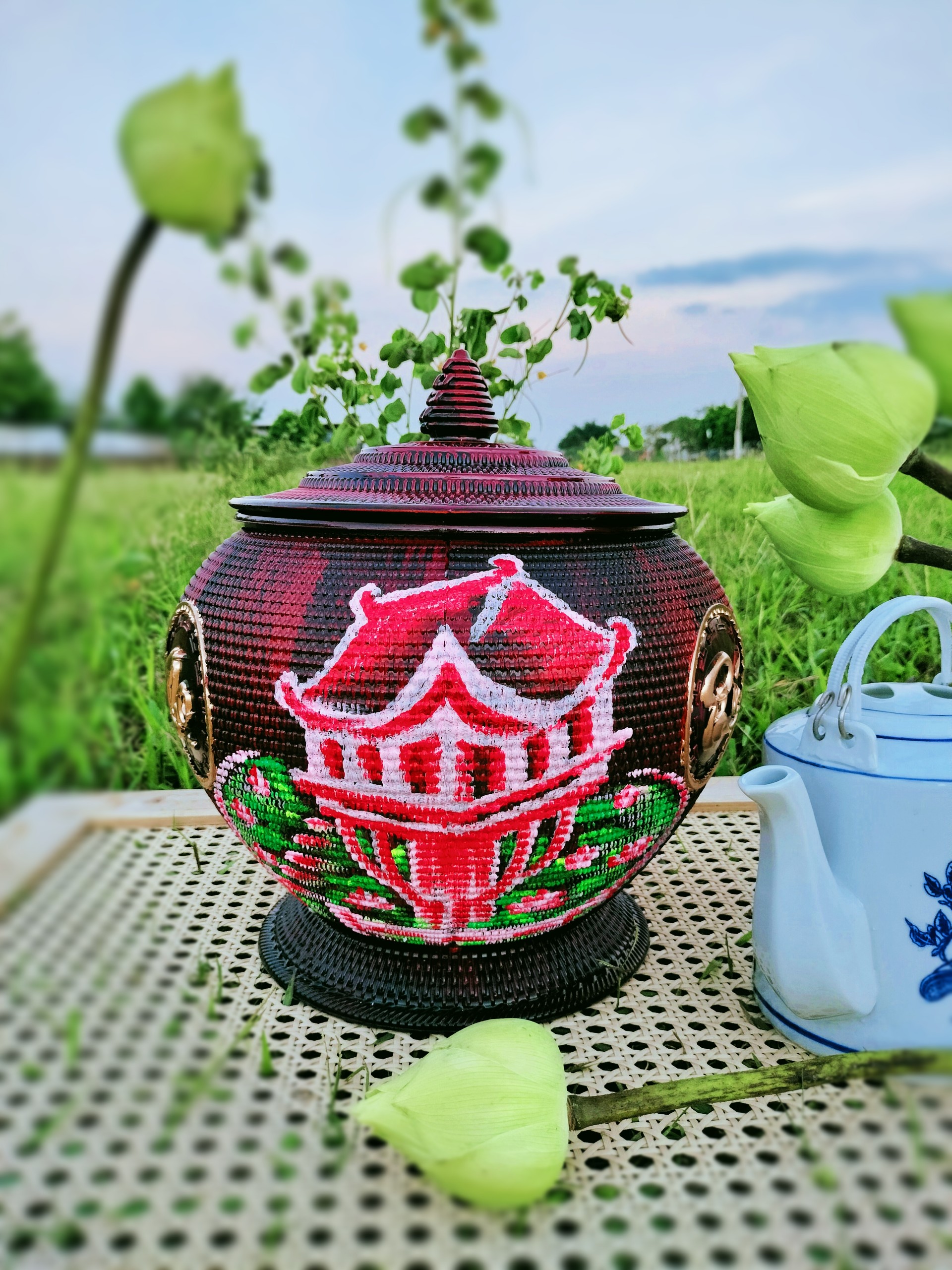 COMBO  GIỎ + ẤM TÍCH. LOẠI 1,5 LÍT