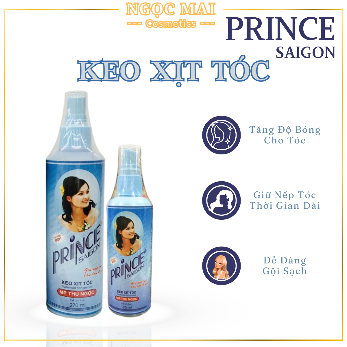 Keo xịt tóc Prince Saigon (125ml - 270ml) - Mỹ phẩm Thu Ngọc