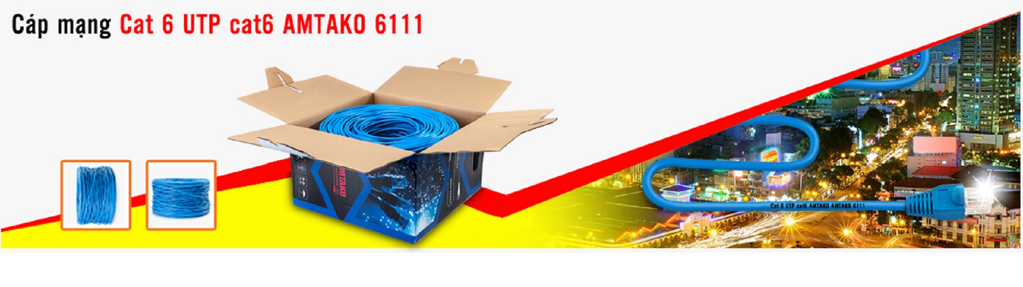 Cáp mạng Cat6 UTP AMTAKO 6111 dây xanh (cuộn 305m)