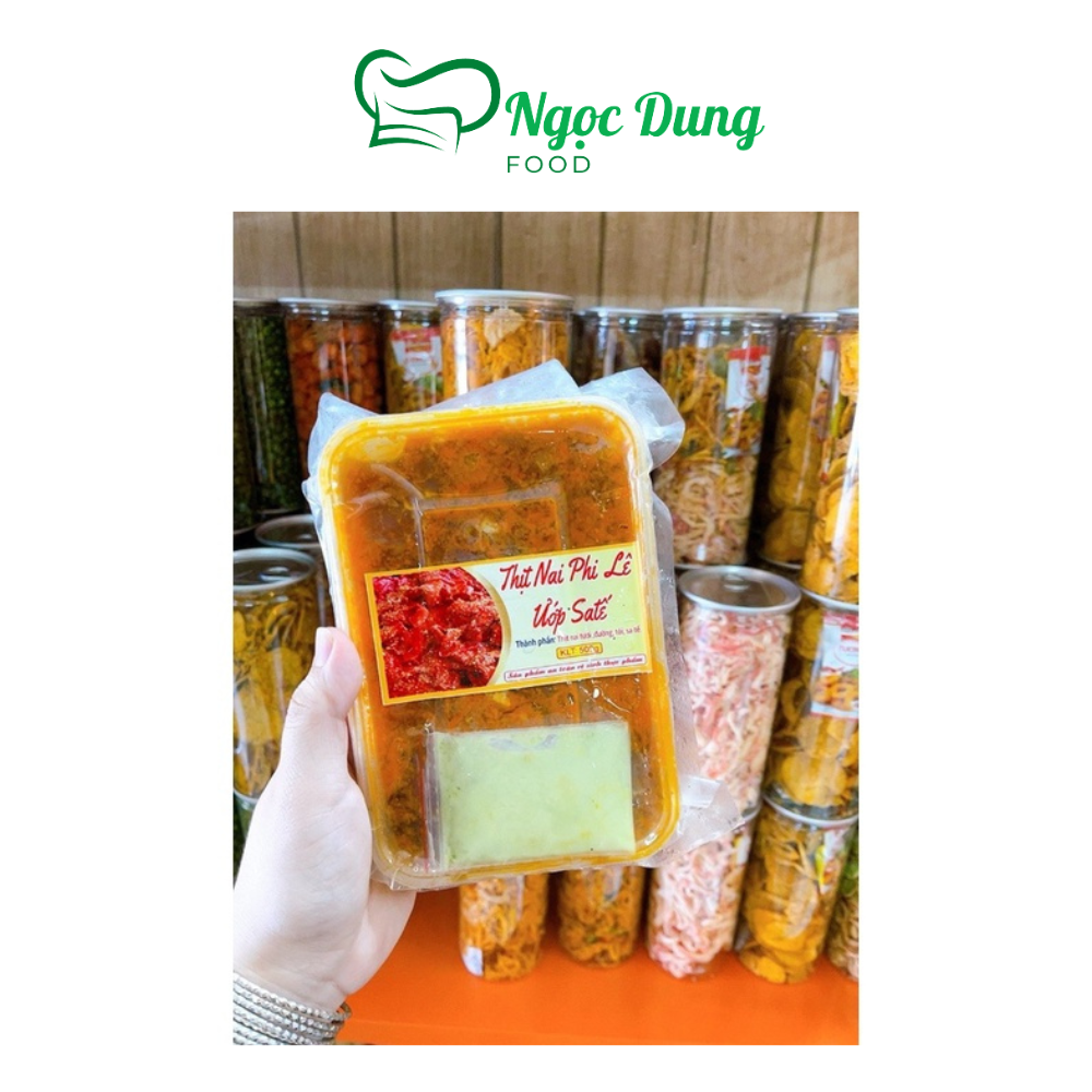 Thịt nai phi lê ướp sate hộp 500gr